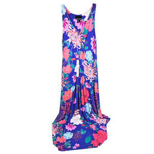 Cynthia Rowley Long Floral Maxi Dress Womens Med Stretch Purple Multicolor Rayon